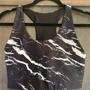 NWOT Terez Black and White Marble Sports Bra